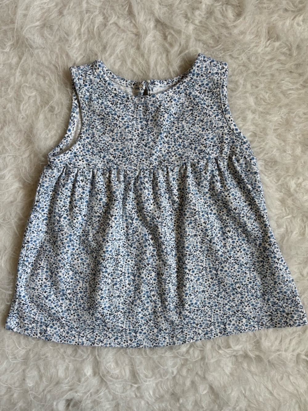 Little Planet Girls' Organic Cotton Blue Ditzy Floral Sleeveless Tank Top